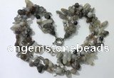 CGN713 22 inches fashion 3 rows grey agate beaded necklaces
