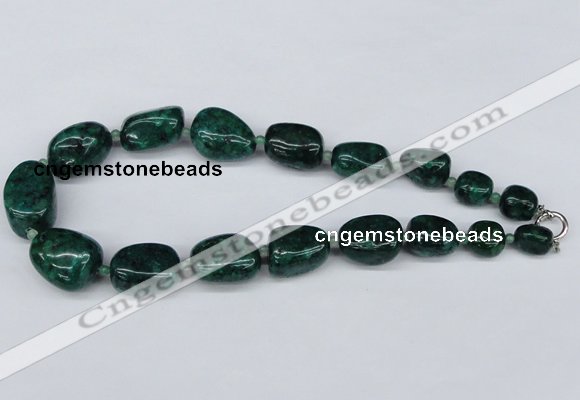 CGN73 18.5 inches 12*16mm � 20*30mm nuggets dark green gemstone necklaces