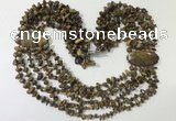 CGN768 20 inches stylish 6 rows yellow tiger eye chips necklaces