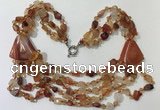 CGN790 23.5 inches stylish red agate nuggets necklaces