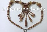 CGN812 19.5 inches chinese crystal & goldstone statement necklaces