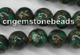 CGO106 15.5 inches 16mm round gold green color stone beads
