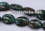 CGO147 15.5 inches 12*16mm oval gold green color stone beads