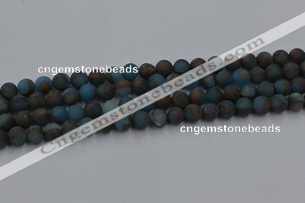 CGO258 15.5 inches 10mm round matte gold multi-color stone beads