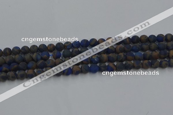 CGO261 15.5 inches 6mm round matte gold multi-color stone beads