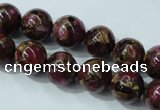 CGO54 15.5 inches 10mm round gold red color stone beads