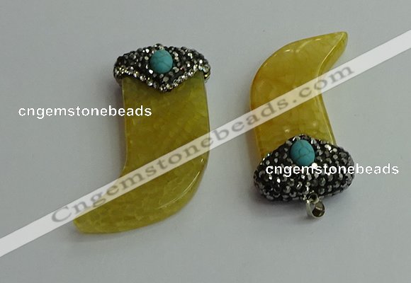 CGP121 25*58mm horn agate gemstone pendants wholesale