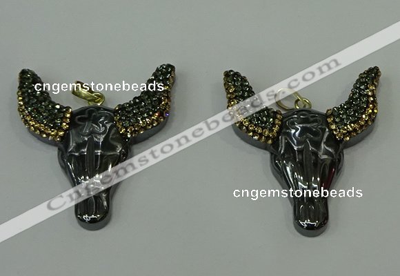 CGP162 40*50mm ox-head hematite gemstone pendants wholesale