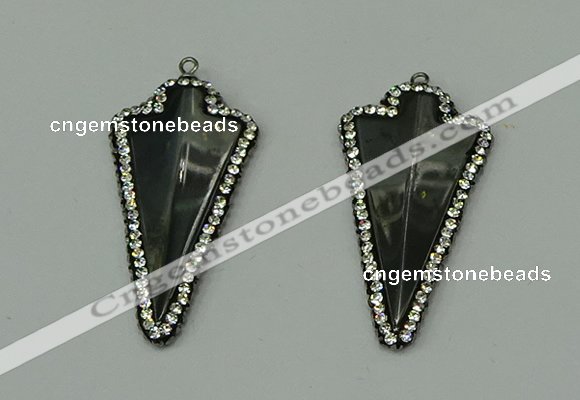 CGP163 22*45mm arrowhead hematite gemstone pendants wholesale