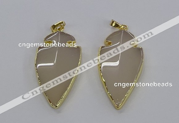 CGP3001 22*45mm arrowhead agate gemstone pendants wholesale