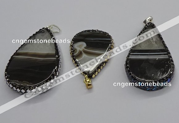 CGP3048 30*45mm - 35*60mm flat teardrop druzy agate pendants