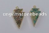 CGP3276 25*50mm - 30*55mm arrowhead ocean agate pendants