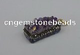 CGP3382 10*35mm - 15*50mm rectangle plated druzy amethyst pendants
