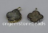 CGP3392 28*28mm - 30*30mm flower plated druzy agate pendants