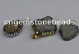 CGP3393 18*25mm - 28*30mm freeform plated druzy agate pendants