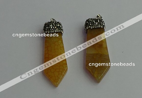 CGP340 12*50mm - 15*55mm arrowhead agate pendants wholesale