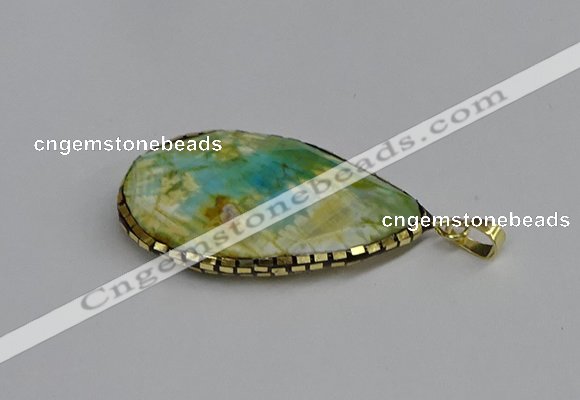 CGP3401 30*40mm - 30*45mm faceted flat teardrop agate pendants