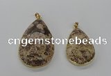 CGP3441 30*45mm - 35*55mm flat teardrop ocean agate pendants