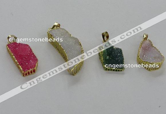 CGP3456 15*25mm - 18*38mm freeform druzy agate pendants
