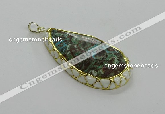 CGP3476 30*50mm - 35*55mm faceted flat teardrop ocean agate pendants