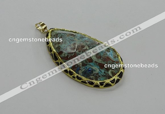 CGP3478 30*50mm - 35*55mm faceted flat teardrop ocean agate pendants