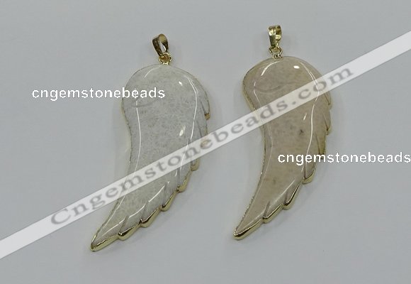CGP3491 22*45mm - 25*50mm wing-shaped fossil coral pendants