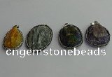 CGP370 30*40mm - 35*45mm freeform crystal glass & gemstone pendants