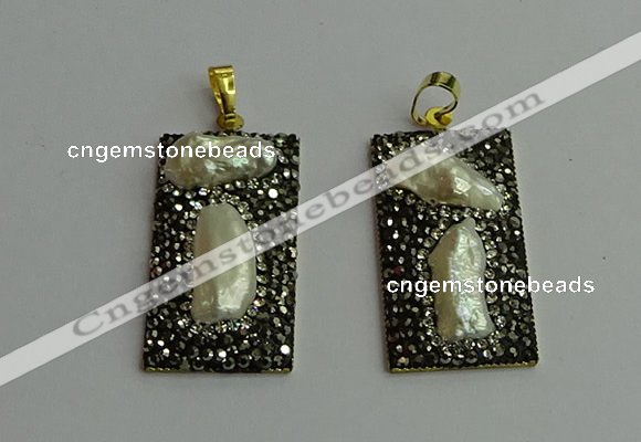 CGP383 20*40mm rectangle pearl pendants wholesale