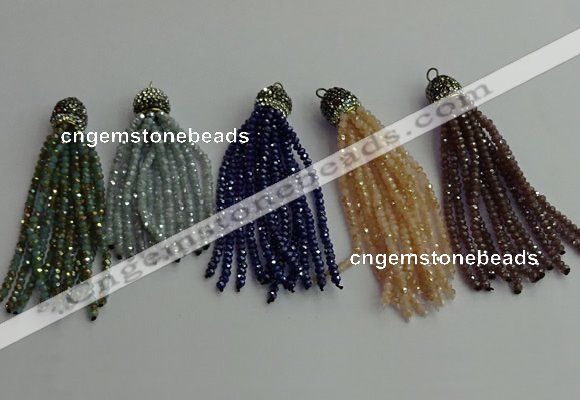 CGP430 2*3mm faceted rondelle handmade chinese crystal tassel pendants