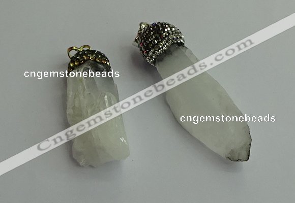 CGP489 15*35mm - 18*45mm nugget white crystal pendants wholesale