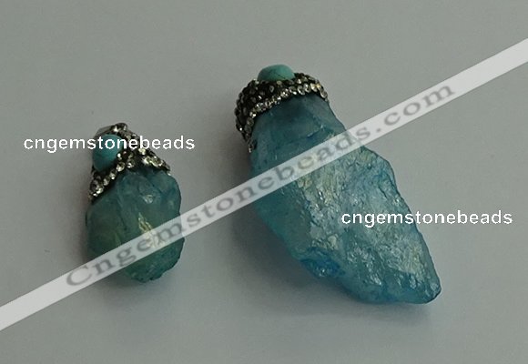 CGP495 15*30mm - 25*40mm nugget plated quartz pendants wholesale