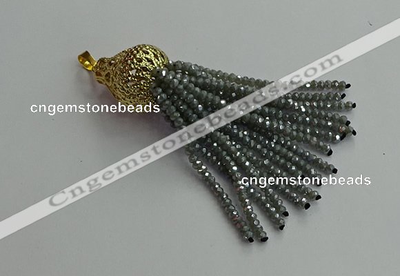 CGP675 2*3mm faceted rondelle handmade chinese crystal tassel pendants