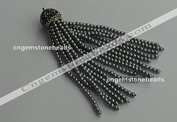 CGP679 3mm round handmade glass beaded tassel pendants wholesale