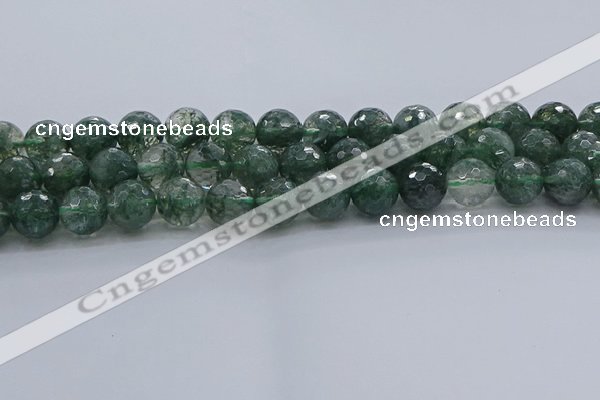 CGQ524 15.5 inches 12mm faceted round imitation green phantom quartz beads
