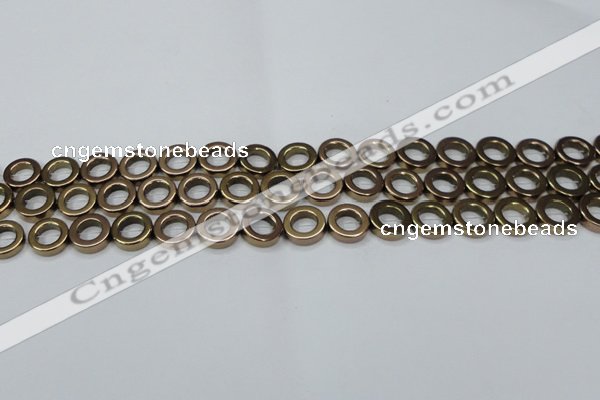 CHE1016 15.5 inches 12mm donut plated hematite beads wholesale