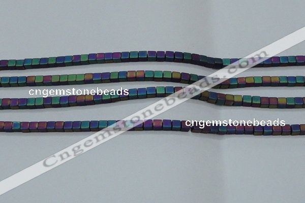 CHE613 15.5 inches 2*2mm cube matte plated hematite beads wholesale