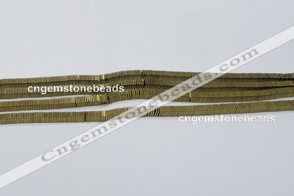 CHE619 15.5 inches 1*2*2mm square matte plated hematite beads