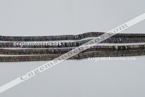 CHE630 15.5 inches 1*3*3mm square matte plated hematite beads