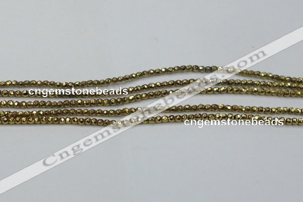 CHE692 15.5 inches 2mm faceted round plated hematite beads