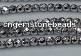 CHE700 15.5 inches 3mm faceted round plated hematite beads