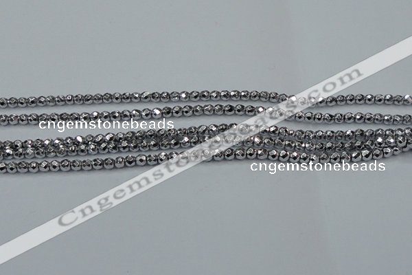 CHE700 15.5 inches 3mm faceted round plated hematite beads