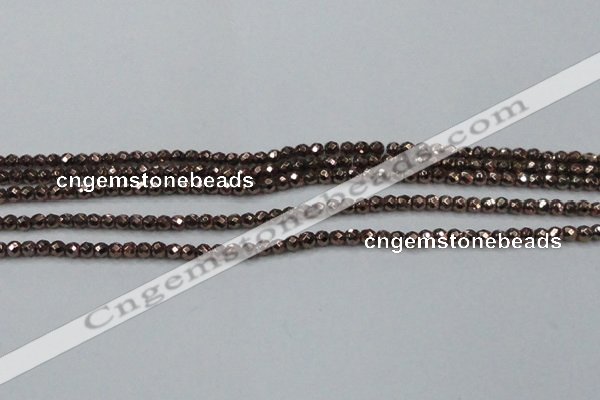 CHE711 15.5 inches 4mm faceted round plated hematite beads
