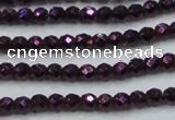 CHE714 15.5 inches 4mm faceted round plated hematite beads