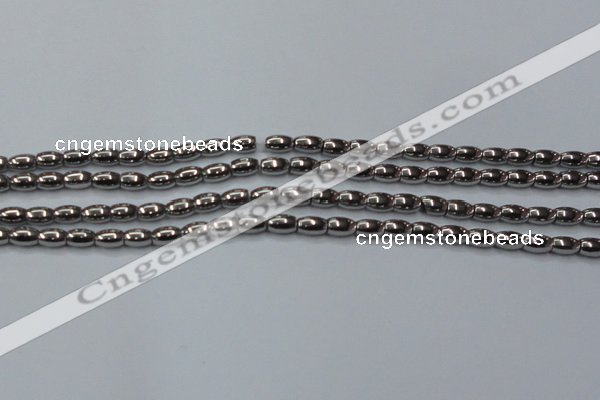 CHE802 15.5 inches 4*6mm rice plated hematite beads wholesale