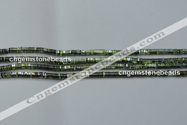 CHE828 15.5 inches 1*2mm hexagon plated hematite beads wholesale