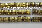 CHE835 15.5 inches 1*3mm hexagon plated hematite beads wholesale