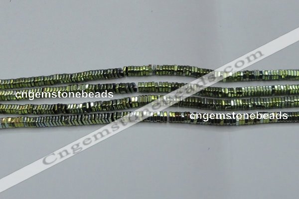CHE844 15.5 inches 1*4mm hexagon plated hematite beads wholesale