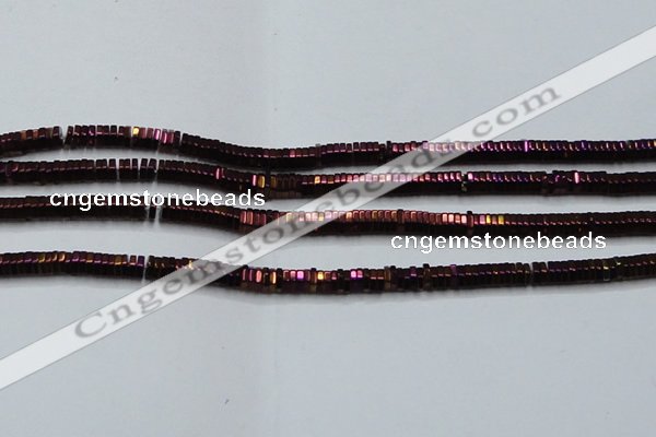 CHE845 15.5 inches 1*4mm hexagon plated hematite beads wholesale