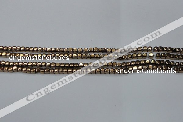 CHE862 15.5 inches 3*3mm dice platedhematite beads wholesale