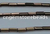 CHE906 15.5 inches 2*4mm faceted tube plated hematite beads wholesale